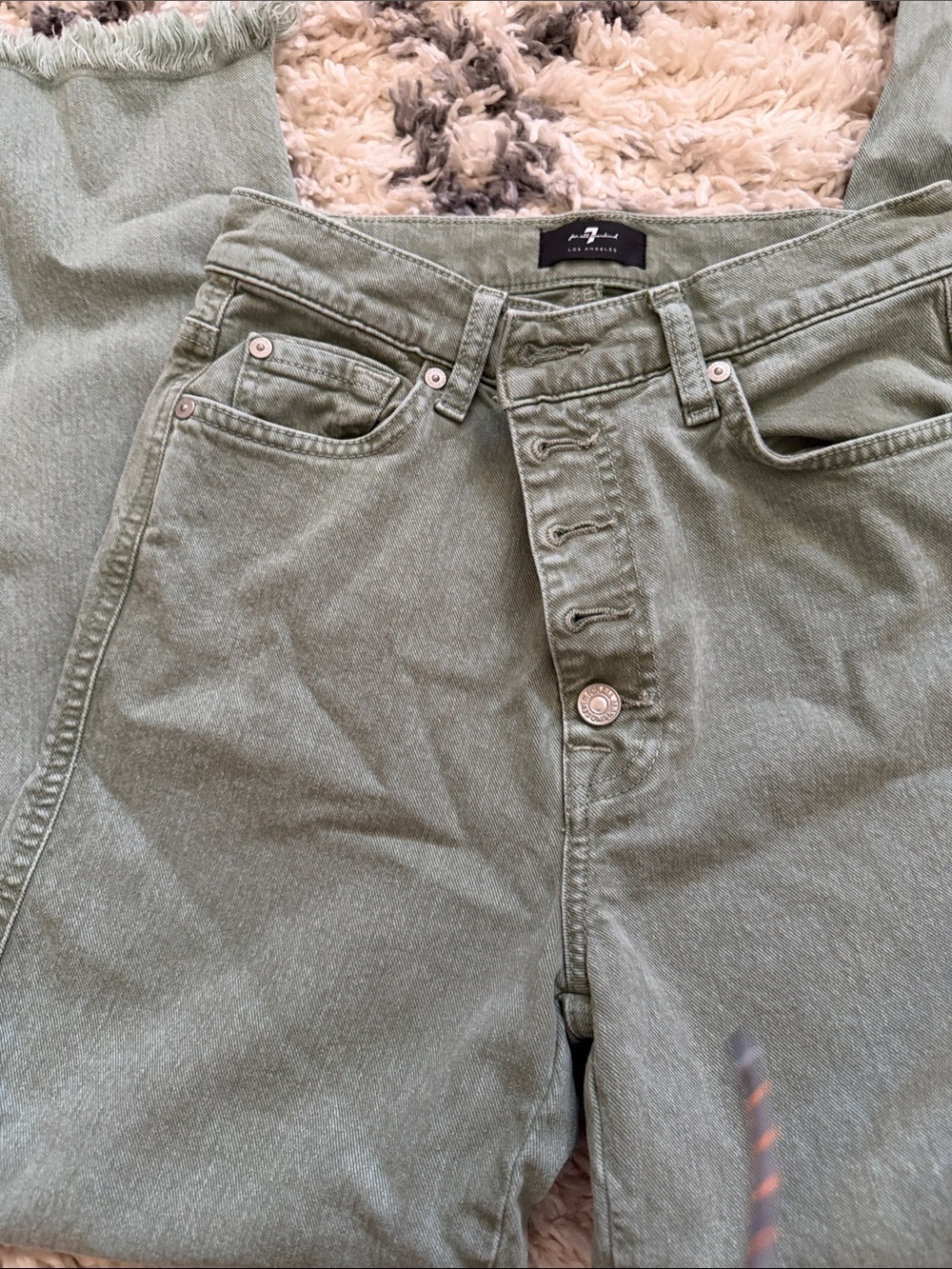 7 For All Mankind women Straight Jeans in Olive high waisted